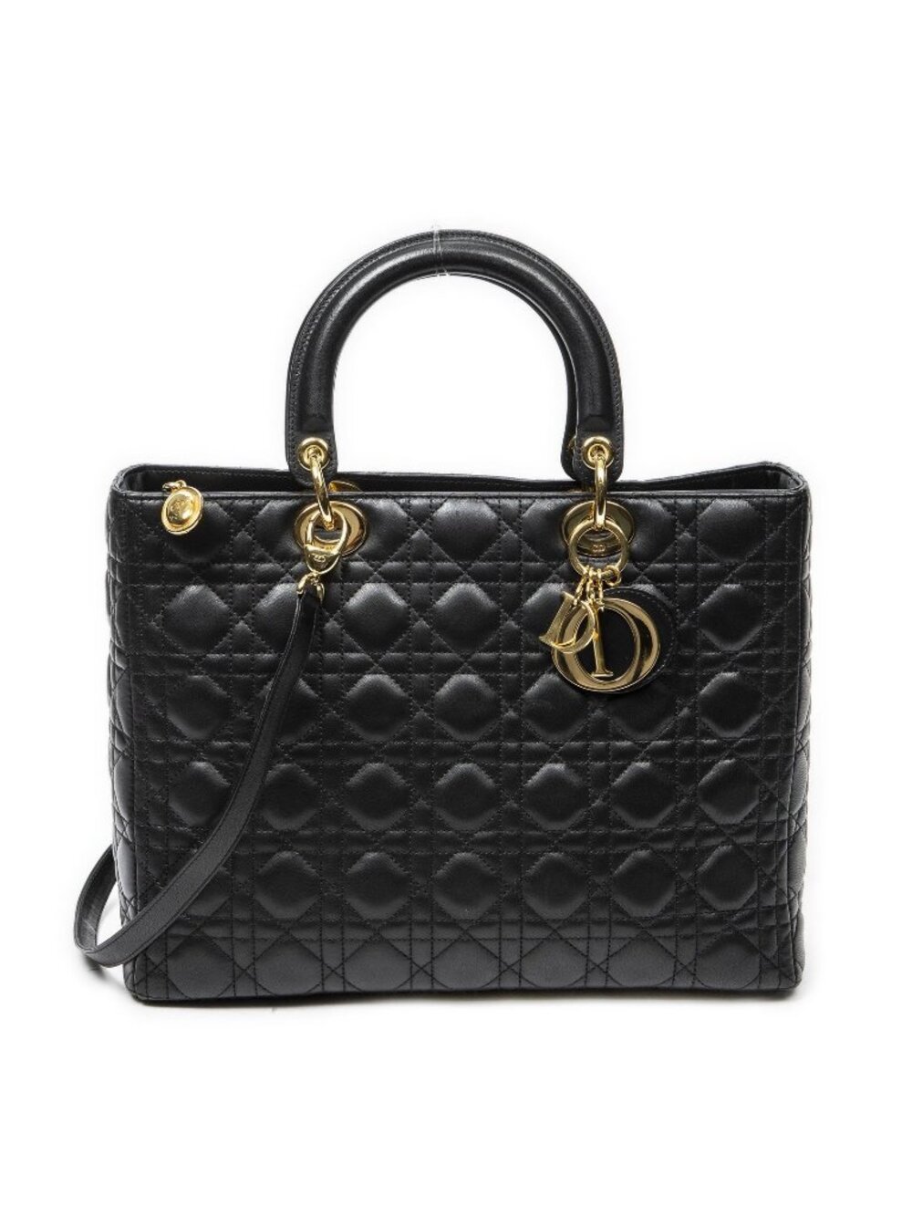 Dior Large Lady Dior Zip Black Canada Lambskin Leather Handbag